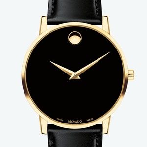 Women’s Movado Black Leather Gold Watch